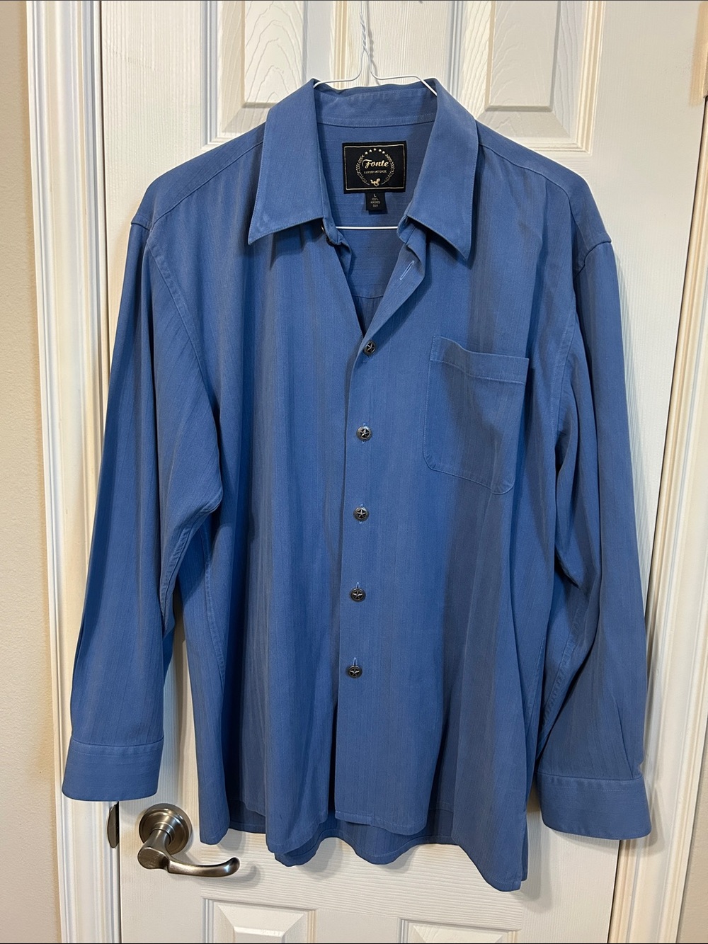 Men’s Blue Long-Sleeve Dress Shirt - Large